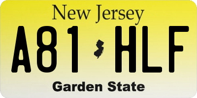 NJ license plate A81HLF