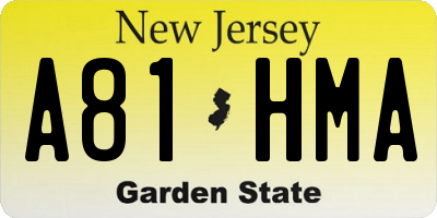 NJ license plate A81HMA