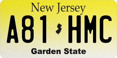 NJ license plate A81HMC