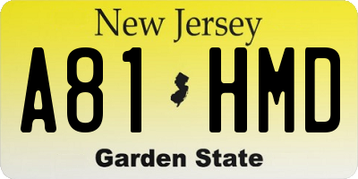 NJ license plate A81HMD