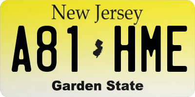 NJ license plate A81HME