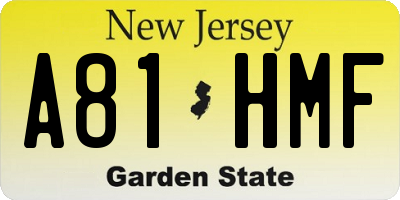 NJ license plate A81HMF