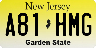 NJ license plate A81HMG