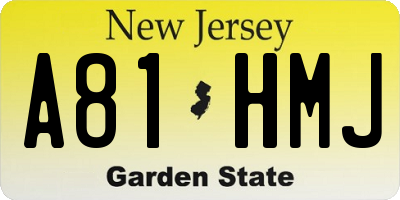 NJ license plate A81HMJ
