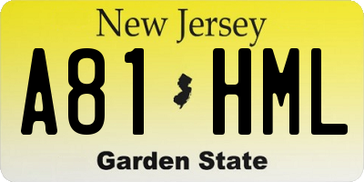 NJ license plate A81HML
