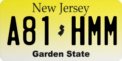 NJ license plate A81HMM