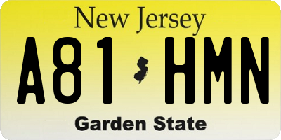 NJ license plate A81HMN