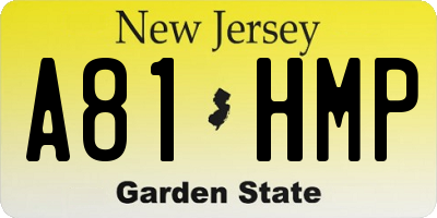 NJ license plate A81HMP