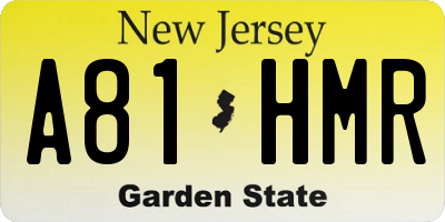NJ license plate A81HMR