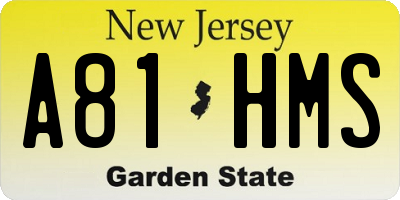 NJ license plate A81HMS
