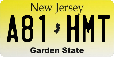 NJ license plate A81HMT