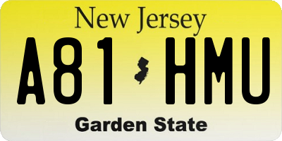 NJ license plate A81HMU