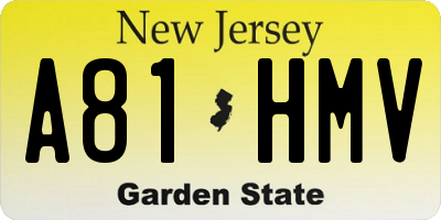 NJ license plate A81HMV