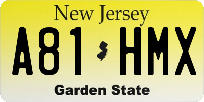 NJ license plate A81HMX