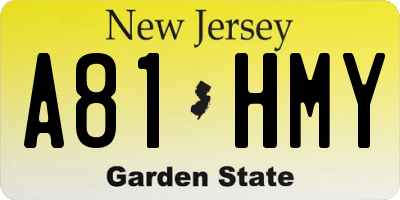 NJ license plate A81HMY