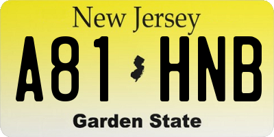 NJ license plate A81HNB