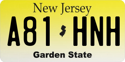 NJ license plate A81HNH