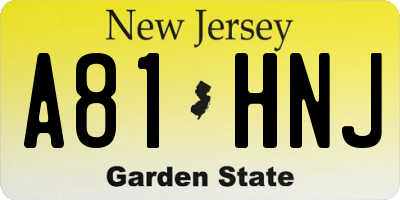 NJ license plate A81HNJ