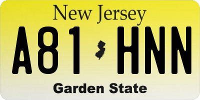 NJ license plate A81HNN
