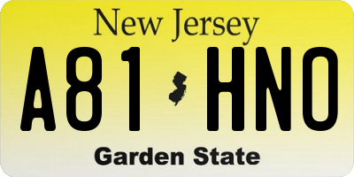 NJ license plate A81HNO