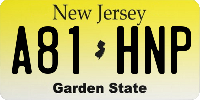 NJ license plate A81HNP