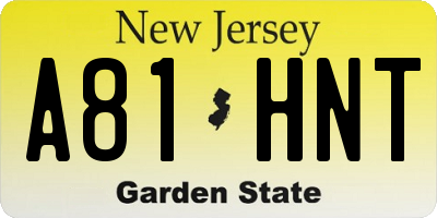 NJ license plate A81HNT