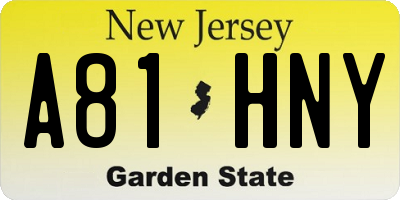 NJ license plate A81HNY