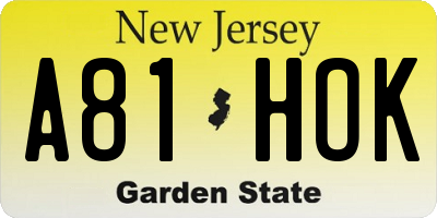 NJ license plate A81HOK