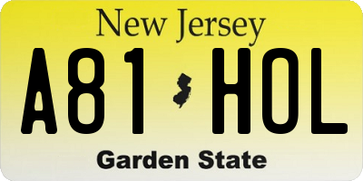 NJ license plate A81HOL
