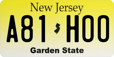 NJ license plate A81HOO