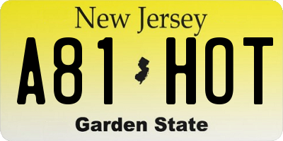 NJ license plate A81HOT