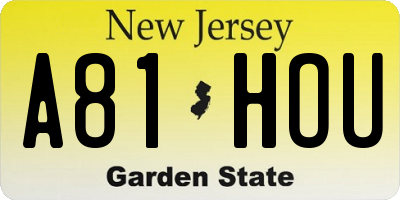 NJ license plate A81HOU