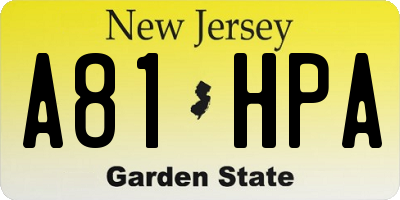 NJ license plate A81HPA