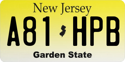 NJ license plate A81HPB