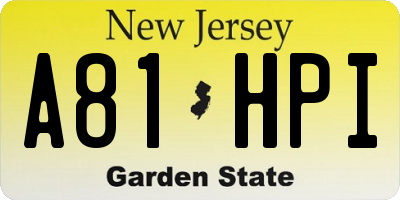 NJ license plate A81HPI