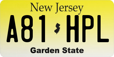 NJ license plate A81HPL