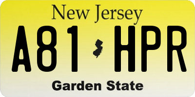 NJ license plate A81HPR