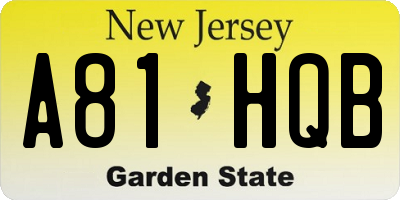 NJ license plate A81HQB