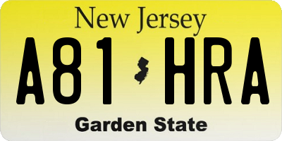 NJ license plate A81HRA