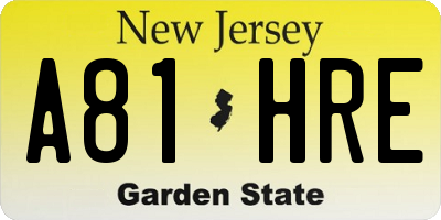 NJ license plate A81HRE