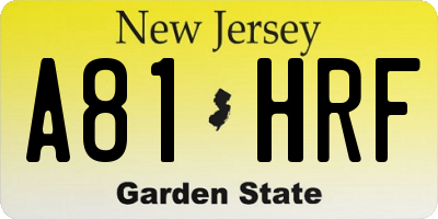 NJ license plate A81HRF