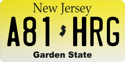NJ license plate A81HRG