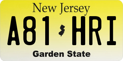NJ license plate A81HRI