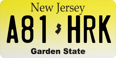 NJ license plate A81HRK