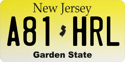 NJ license plate A81HRL
