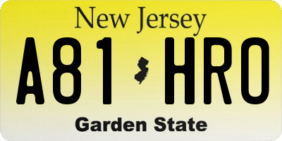 NJ license plate A81HRO