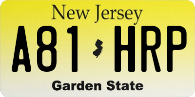 NJ license plate A81HRP