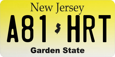 NJ license plate A81HRT