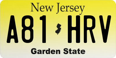 NJ license plate A81HRV