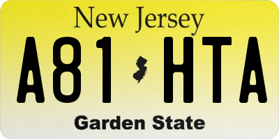 NJ license plate A81HTA